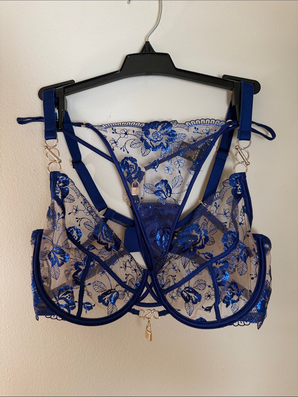 Honey Birdette Jules Navy Bra 36DDD & Jules Navy Thong M